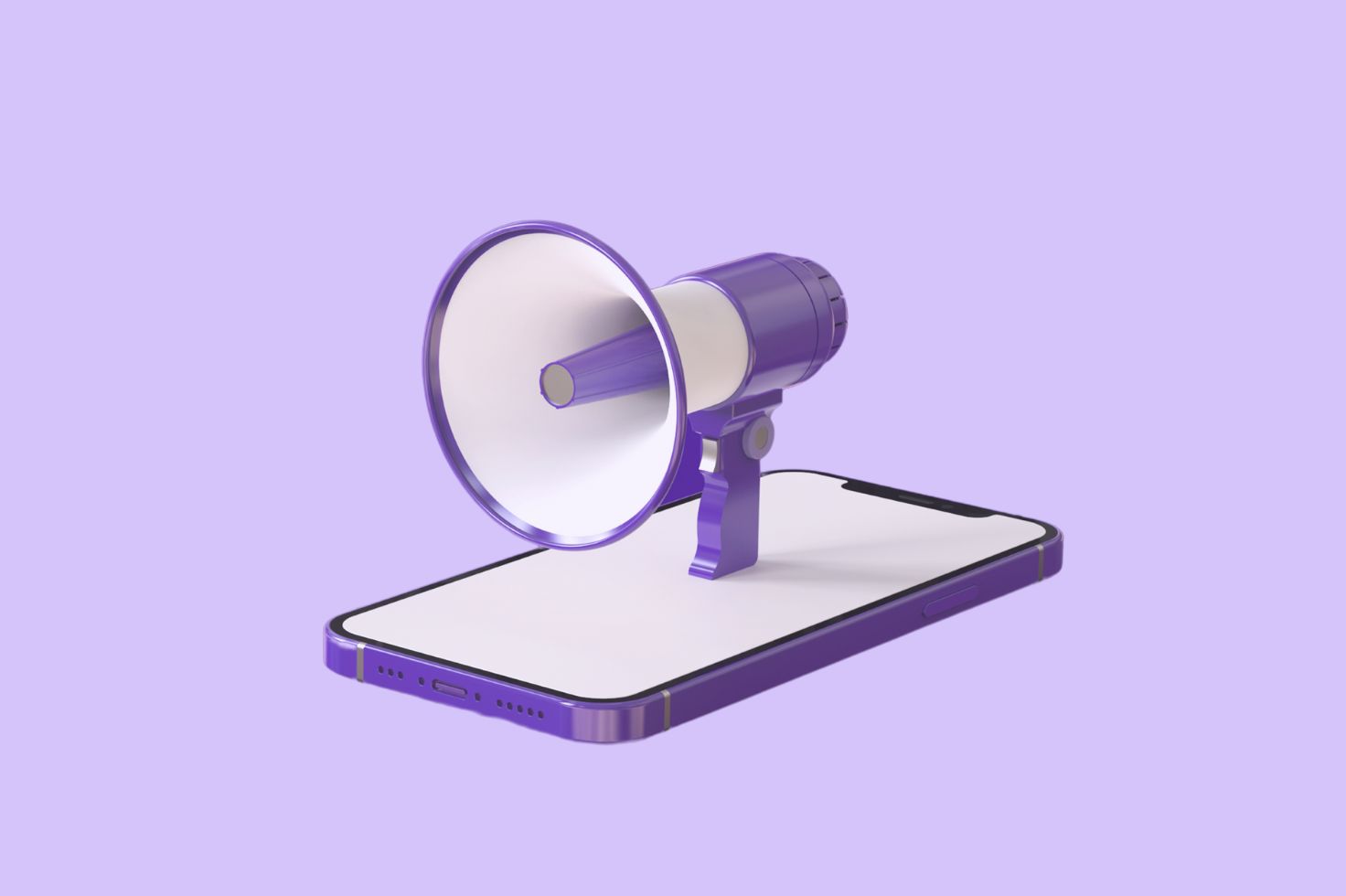 Purple megaphone and cellphone